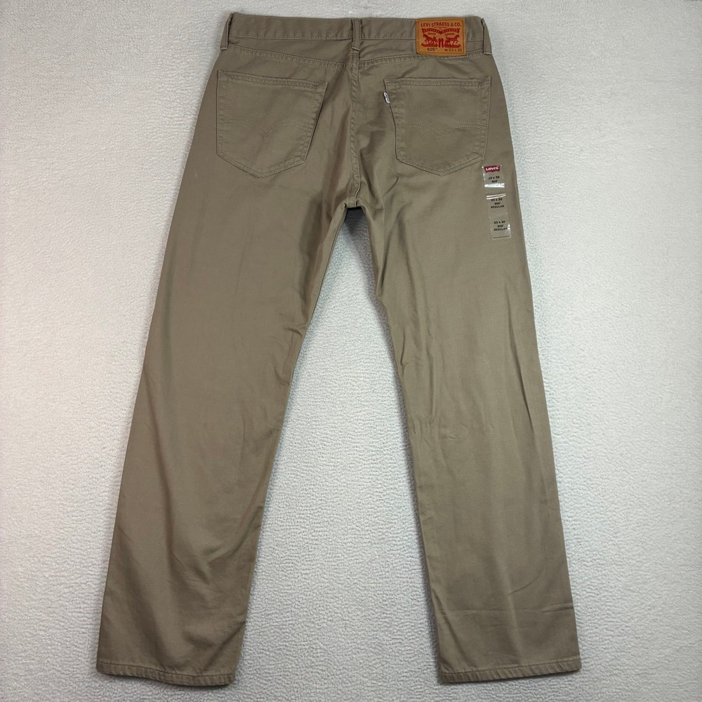 Levis 505 Jeans Men 33x30 Tan Regular Straight Zip Chino Pant Casual Cotton NWOT